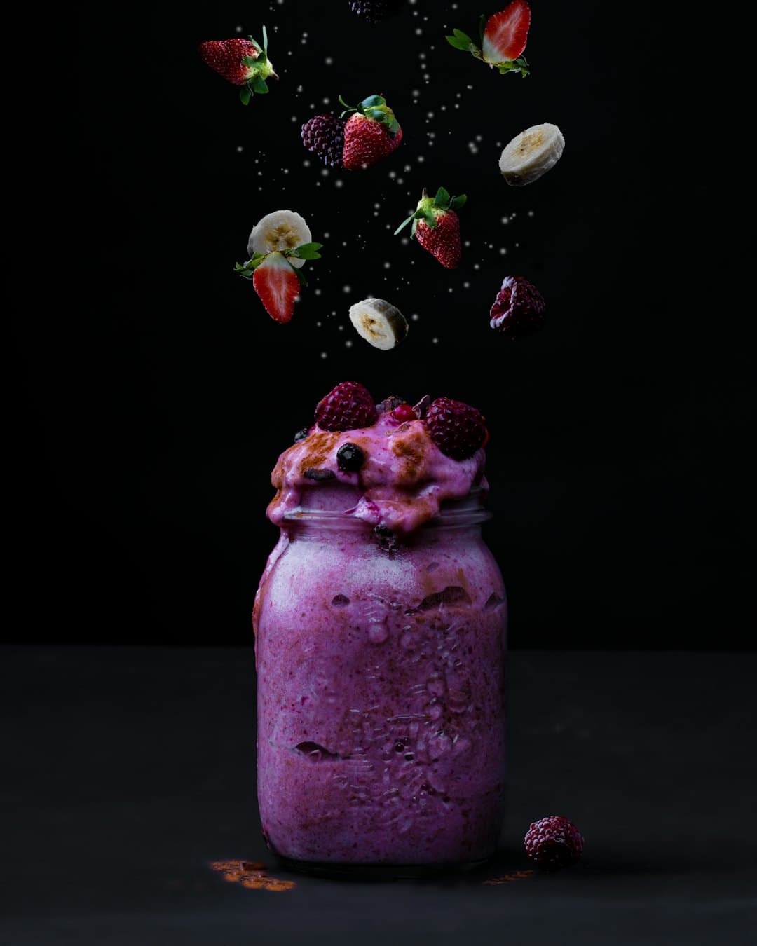 Berry smoothie with banana and strawberries